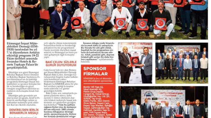 ETİMESGUT İNŞAAT MÜTEAHHİTLERİ ANTALYA’DA BULUŞTU